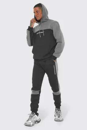 Official Man Hooded Colour Block Tracksuit | boohooMAN UK