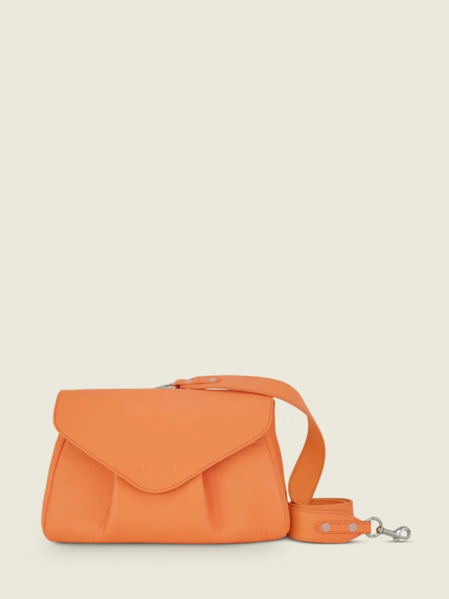 Orange Leather Cross-Body Bag for Women - Suzon M Pastel Apricot | PAUL MARIUS