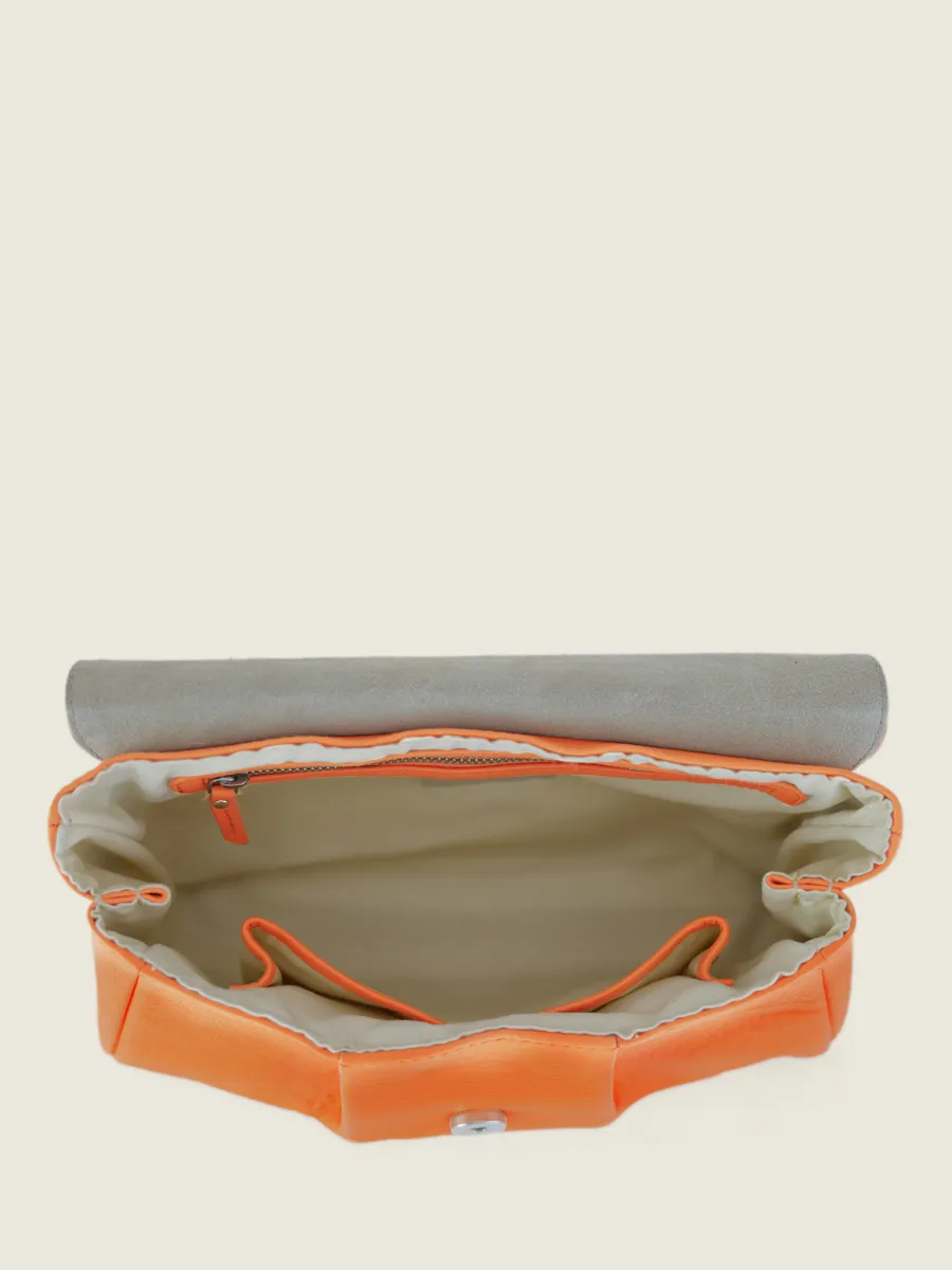 Orange Leather Cross-Body Bag for Women - Suzon M Pastel Apricot | PAUL MARIUS