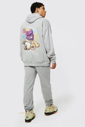 Oversized Graffiti Teddy Hooded Tracksuit | boohooMAN UK