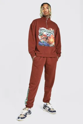 Oversized MAN Graphic Half Zip Funnel Tracksuit