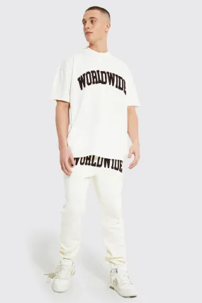 Oversized Worldwide T-shirt Tracksuit | boohooMAN UK