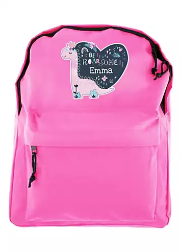 Personalised Momento Personalised Dinosaur Pink Backpack | Grattan