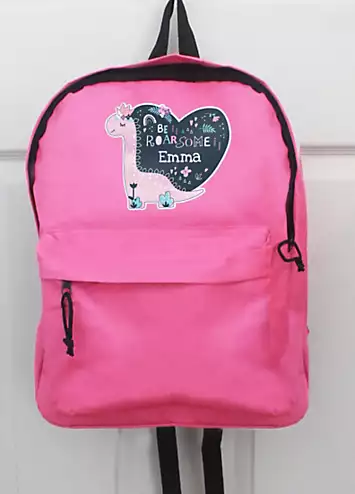 Personalised Momento Personalised Dinosaur Pink Backpack | Grattan