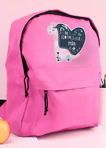 Personalised Momento Personalised Dinosaur Pink Backpack | Grattan