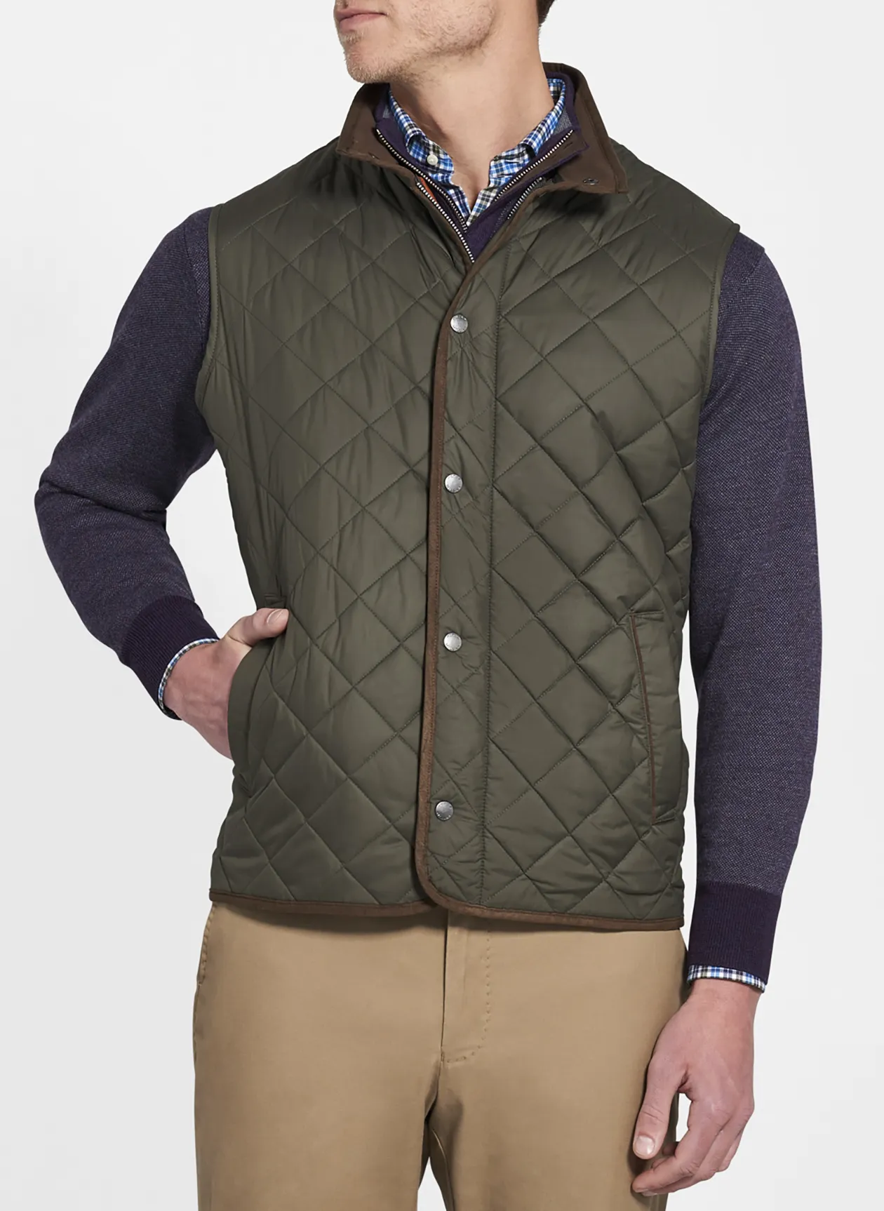 Peter Millar Essex Quilted Vest- Olive