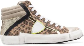 Philippe Model Paris leopard-print hi-top sneakers Neutrals