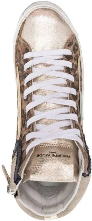 Philippe Model Paris leopard-print hi-top sneakers Neutrals