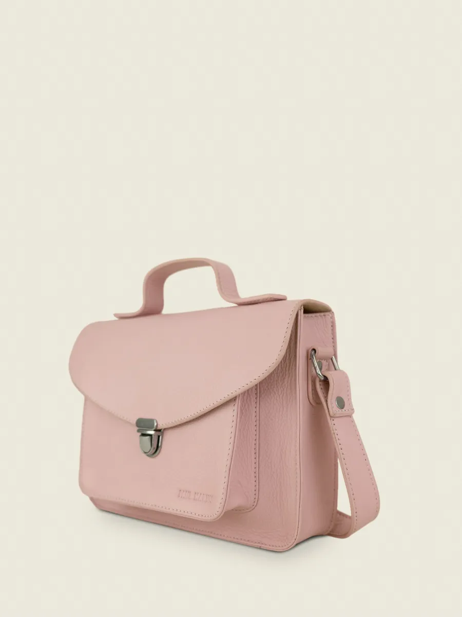 Pink Leather Cross-Body Bag for Women - Mademoiselle George Pastel Pink | PAUL MARIUS