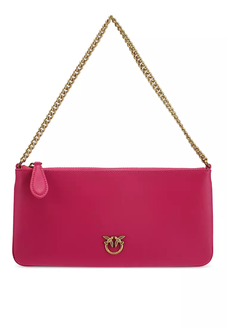 Pinko Horizontal Leather Bag with Chain