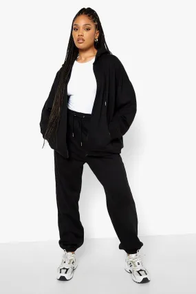 Plus Oversized Zip Hooded Tracksuit