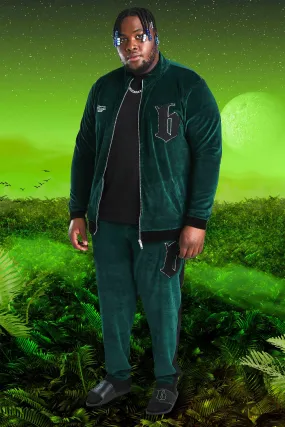 Plus Size Burna Boy Velour B Tracksuit | boohooMAN UK