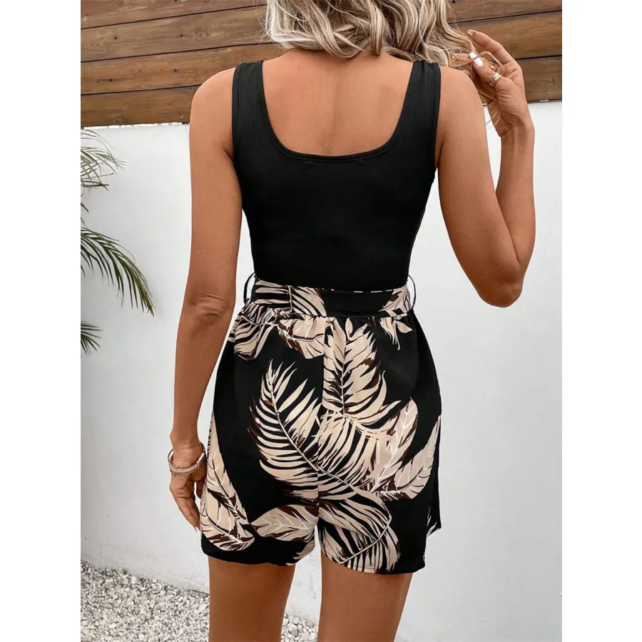 Printed Wide Strap Romper