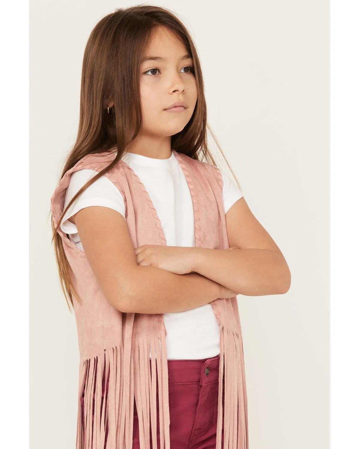 Product Name:  Fornia Girls' Fringe Faux Suede Vest