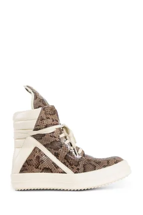 rick owens porterville geobasket sneakers in molendo snakeskin and calf