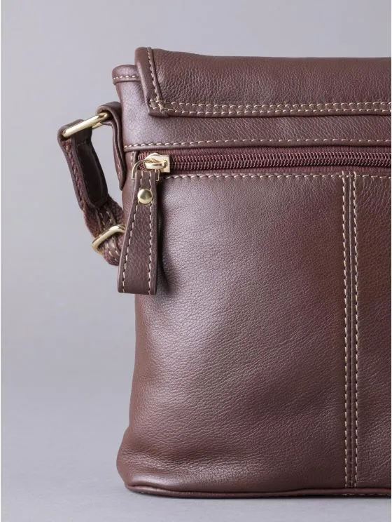 Rickerlea Leather Turn Lock Cross Body Bag in Brown