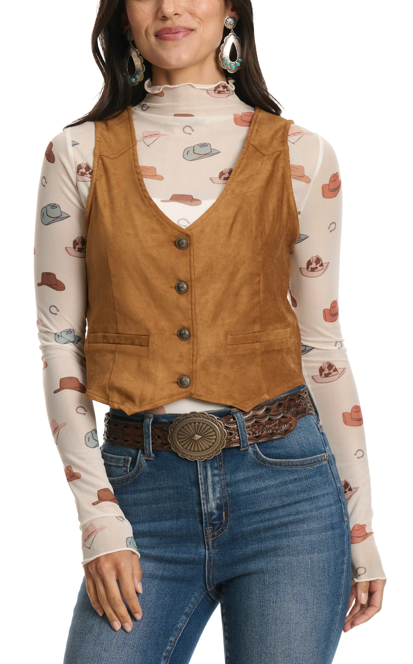 Rockin C Women's Caramel Faux Suede Vest