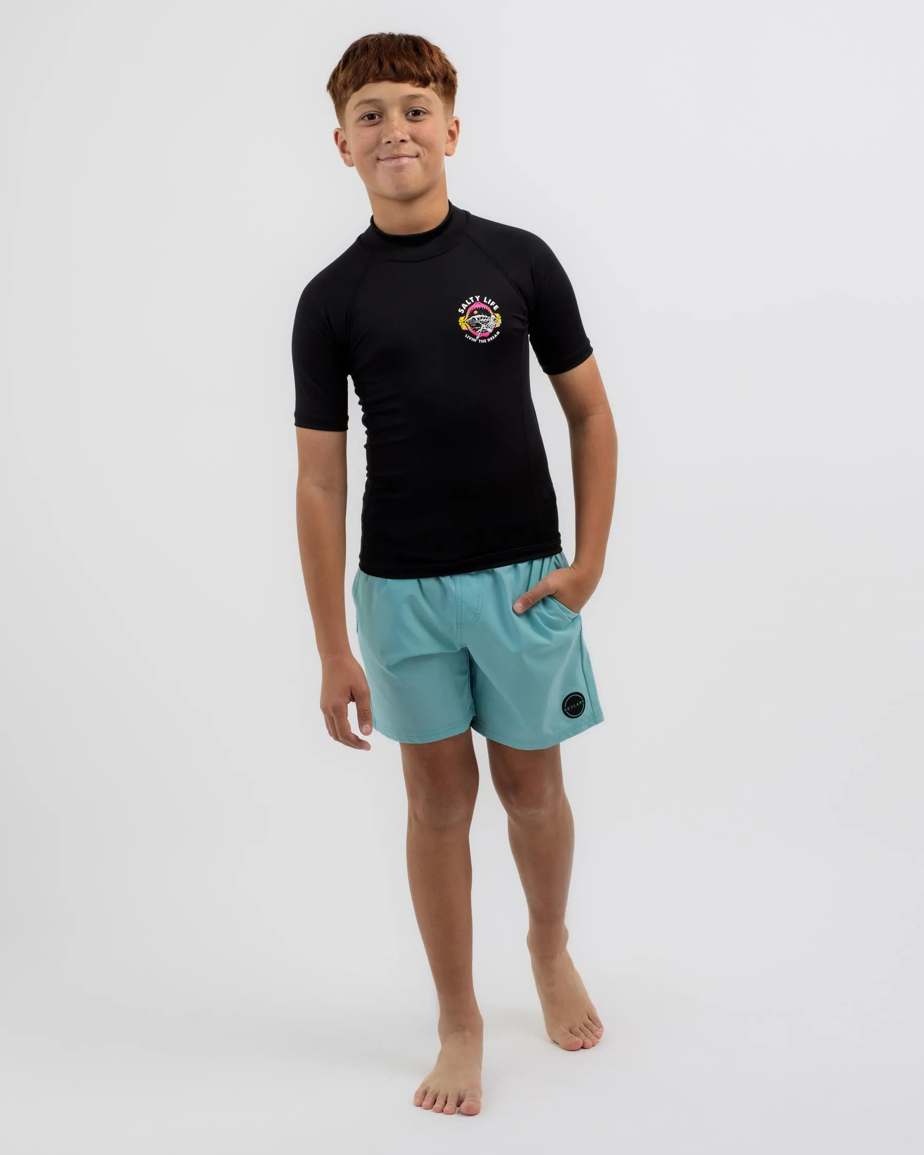 Salty Life Boys' Hidden Paradise Short Sleeve Rash Vest