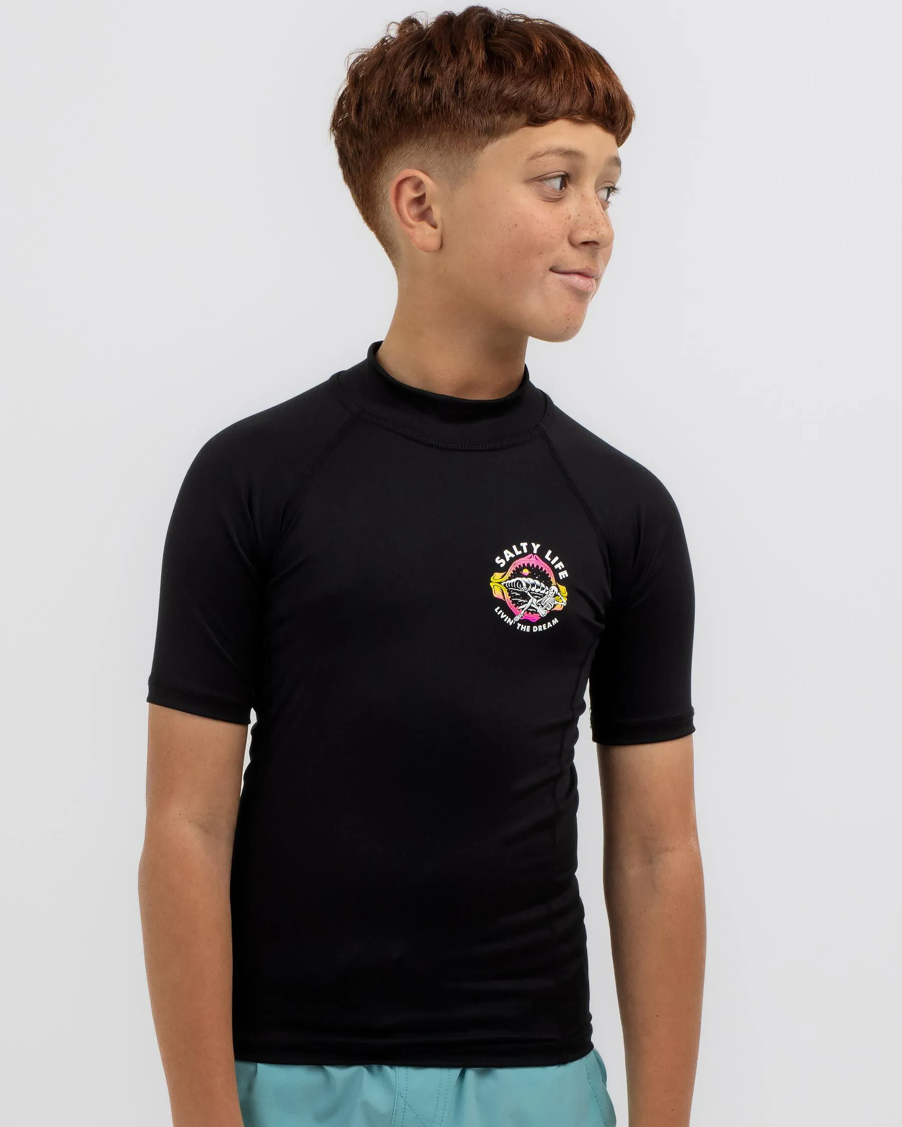 Salty Life Boys' Hidden Paradise Short Sleeve Rash Vest