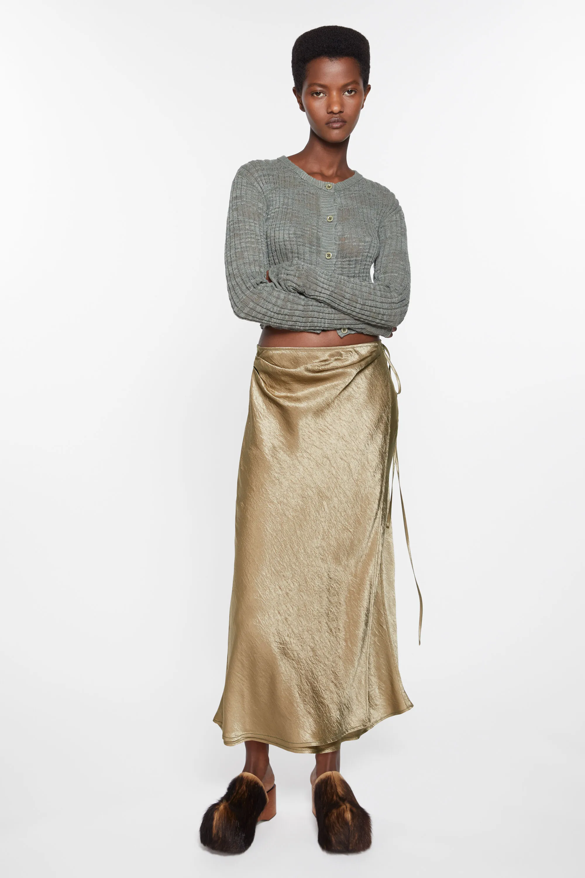 Satin wrap skirt