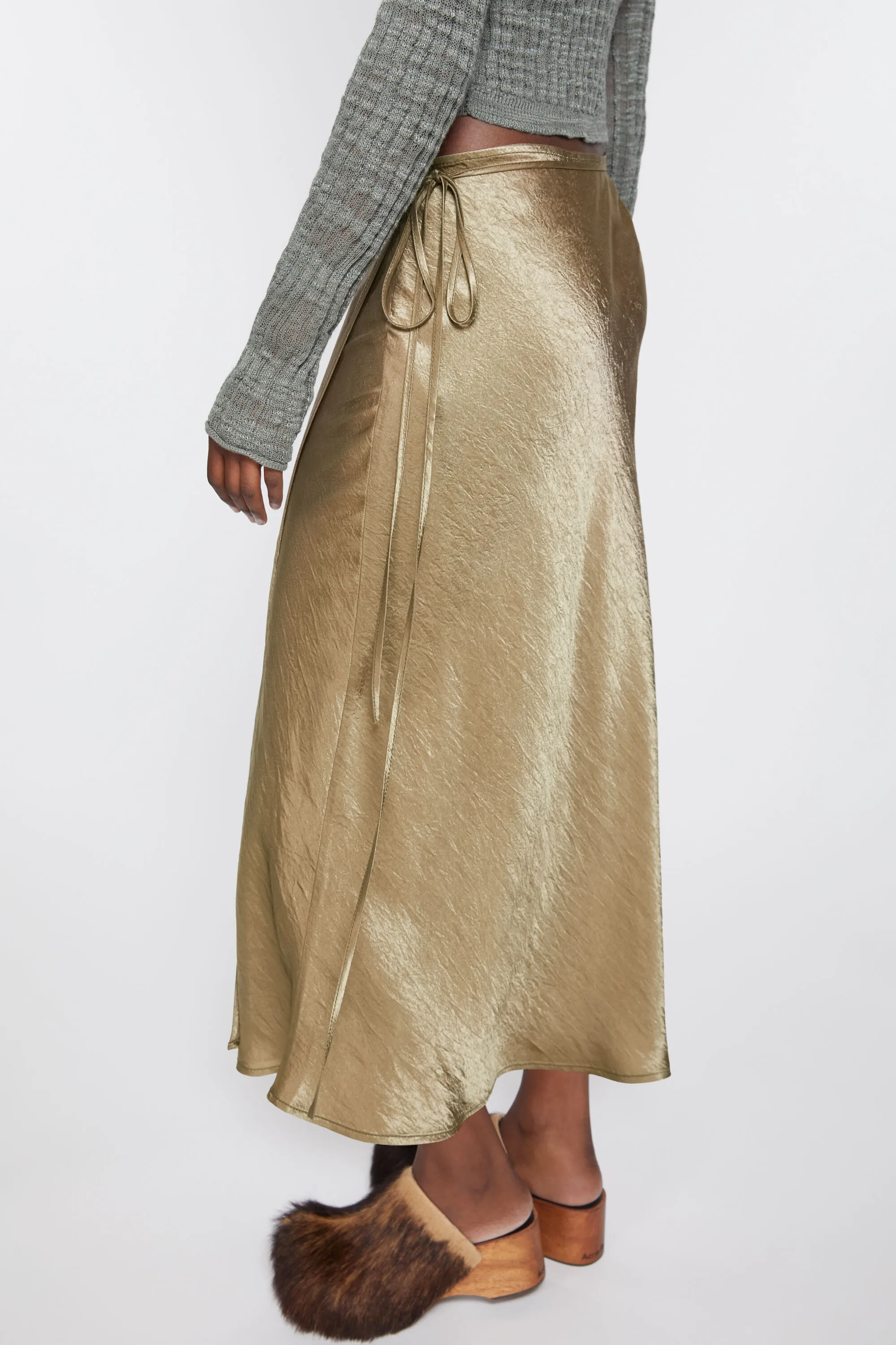 Satin wrap skirt