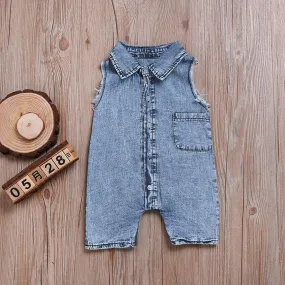 Short-sleeve Denim Romper u1