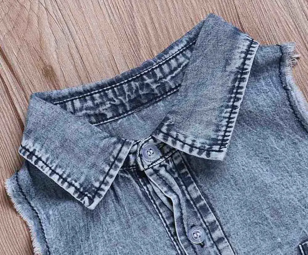 Short-sleeve Denim Romper u1