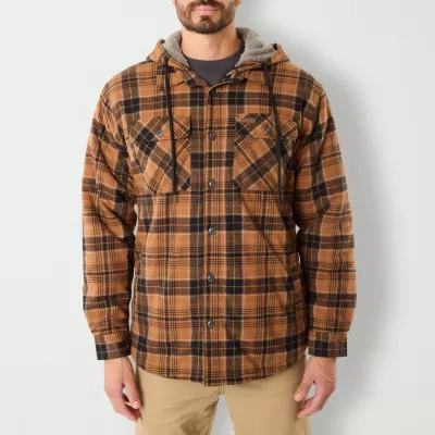 Smiths Workwear Sherpa Lined Flannel Mens Hooded Midweight Shirt Jacket