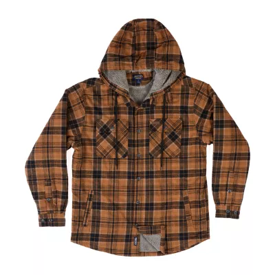 Smiths Workwear Sherpa Lined Flannel Mens Hooded Midweight Shirt Jacket