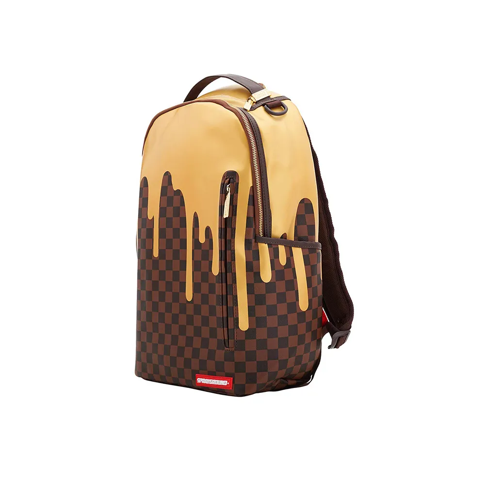 Sprayground Gold Checkred Drips Backpack Zaino