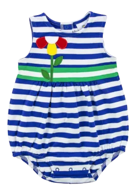 Stripe Knit Romper with Flower