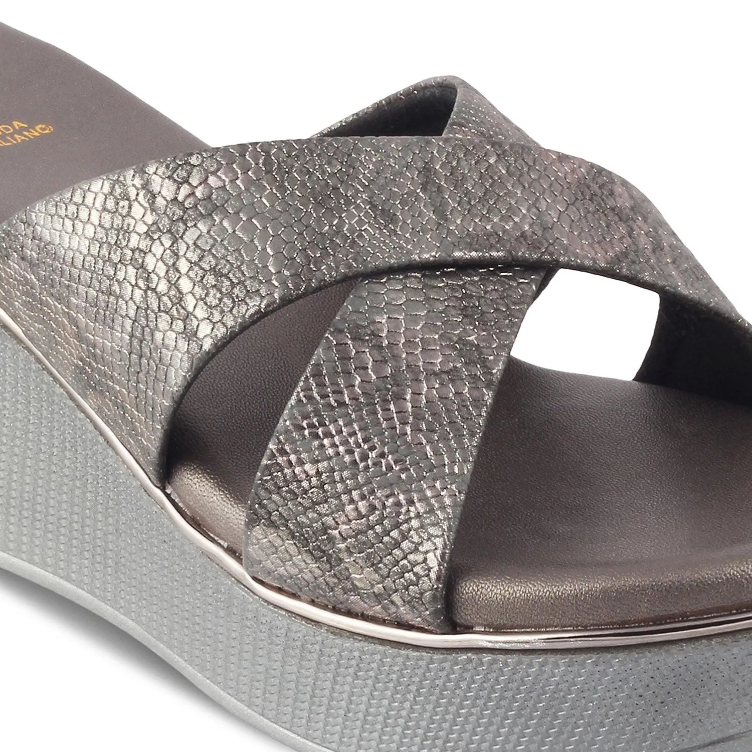 The Savvy Pewter Women's Dress Wedge Sandals Tresmode