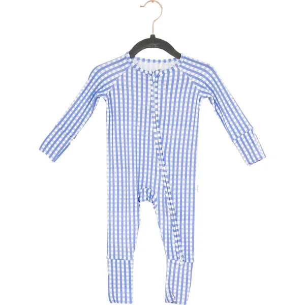 The Uptown Baby Gingham Sleep Romper, French Blue