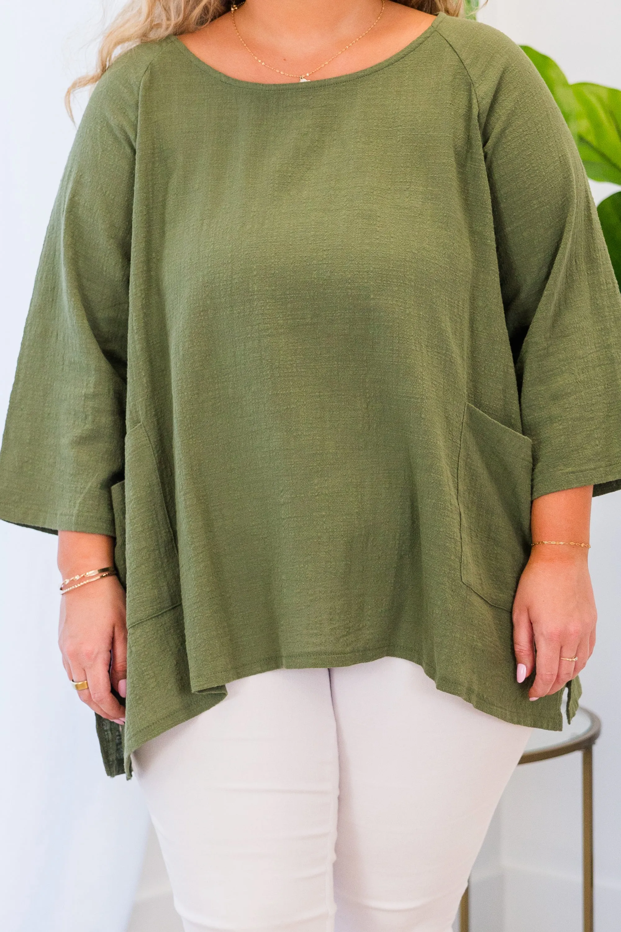 Thinking It Through Tunic, Light Olive