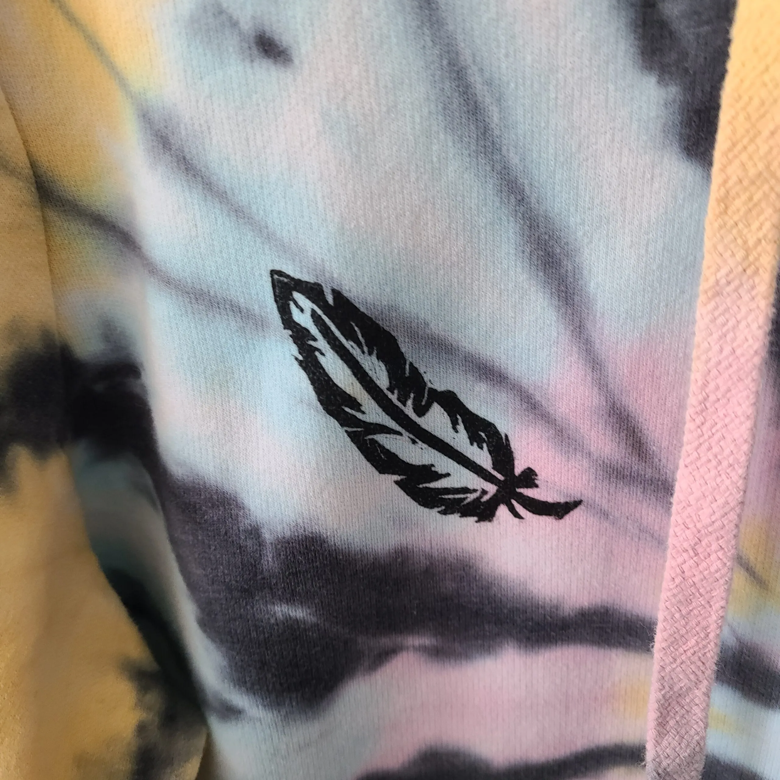 Tie Dye Hoodie with Feather Print