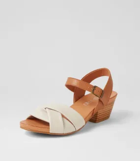 TOP END Crayne Almond Dark Tan Leather Sandals