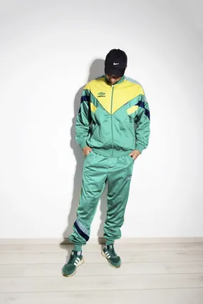 UMBRO 90s mens tracksuit set green yellow