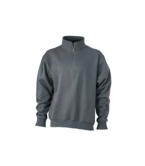 Unisex workwear half zip sweatshirt carbon grey James and Nicholson