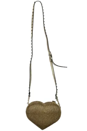 VALENTINO GARAVANI HEART BEADED LEATHER SHOULDER BAG