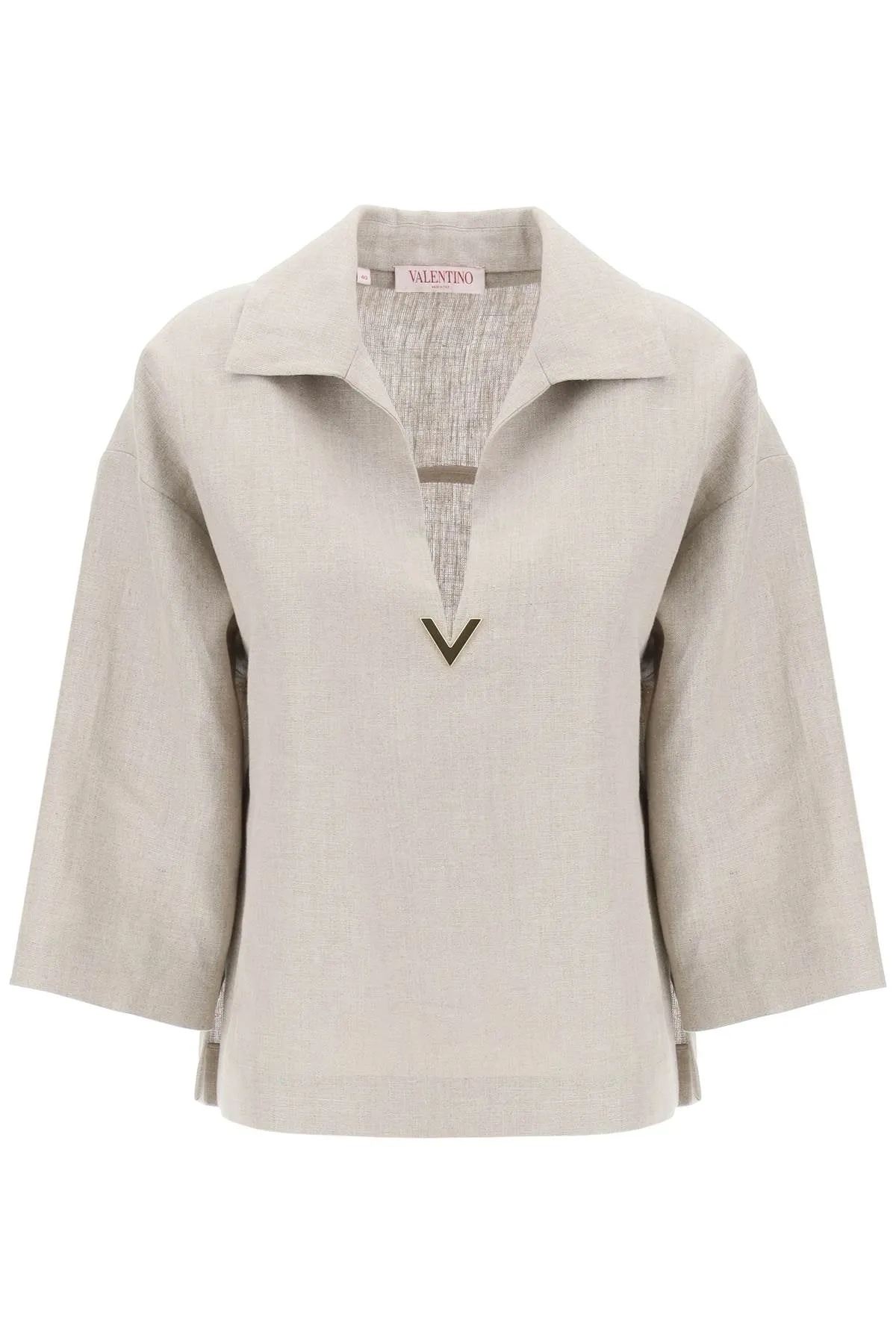 VALENTINO GARAVANI Linen Canvas Tunic Garment for Women - Tan