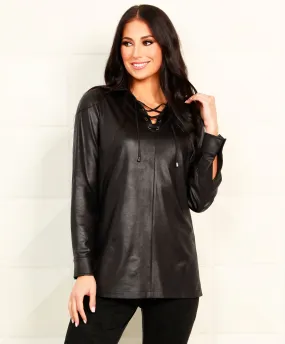 Vegan Leather Collar Tunic