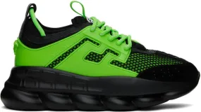 Versace Black & Green Chain Reaction Sneakers