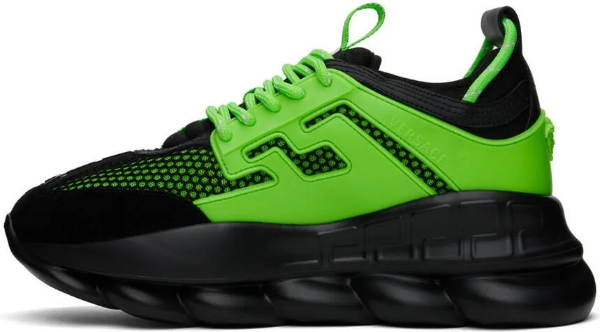 Versace Black & Green Chain Reaction Sneakers