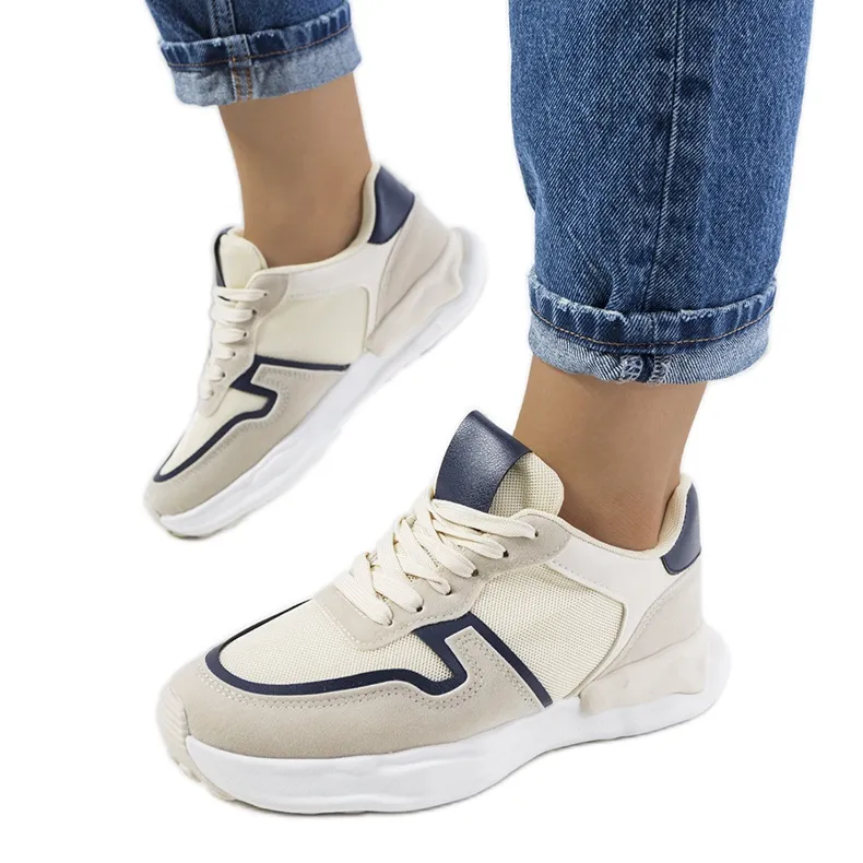 Women's beige Misano sneakers navy blue