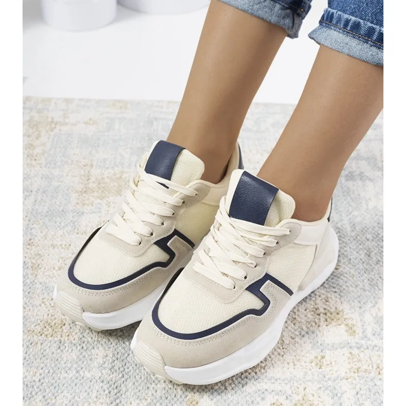 Women's beige Misano sneakers navy blue