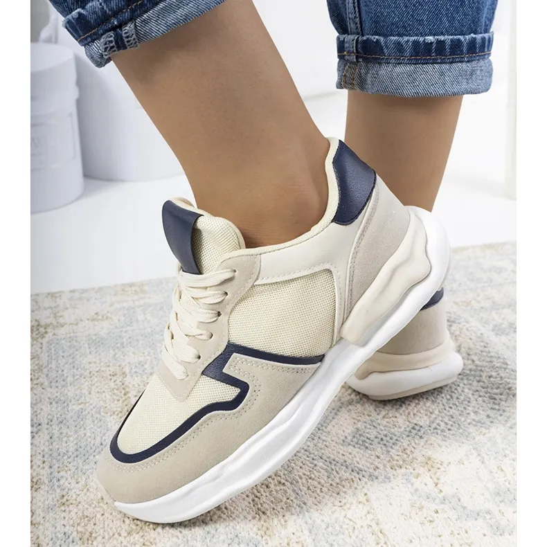 Women's beige Misano sneakers navy blue