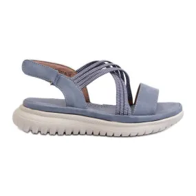 Women's Comfortable Velcro Sandals Blue Eladora