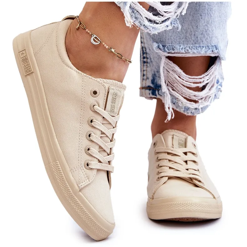 Women's Smooth Low Sneakers Big Star LL274061 Beige