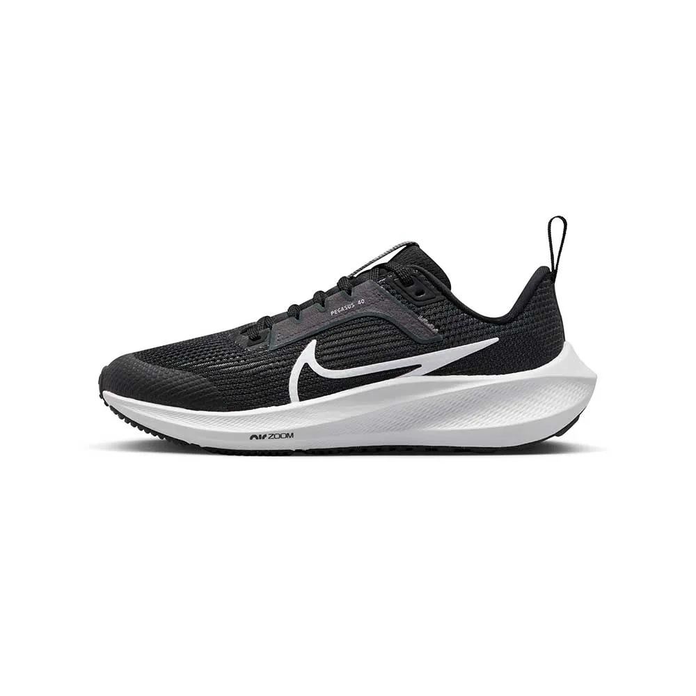 Youth Pegasus 40 Running Shoe  - Black/White/Iron Grey